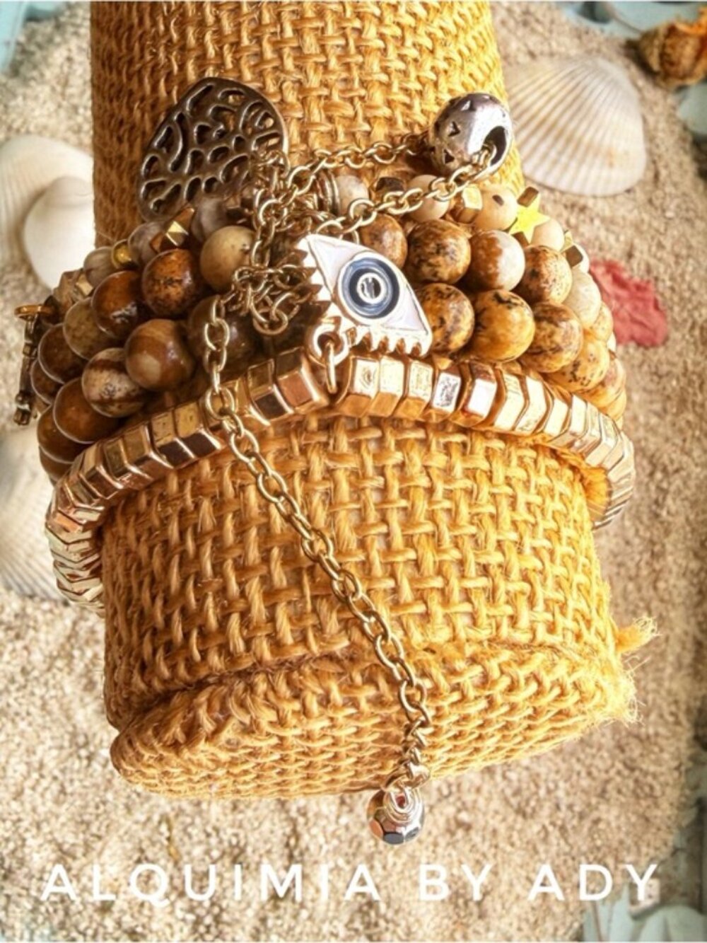 BOHO+ jewelry statement bracelet+ FRINGE + JASPER+EARTHY - Picture 4 of 4